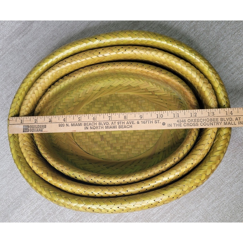 3 Crate & Barrel Bambu Bamboo Nesting Bowls Woven 11 1/2" x 14" Large Basket - Picture 3 of 12